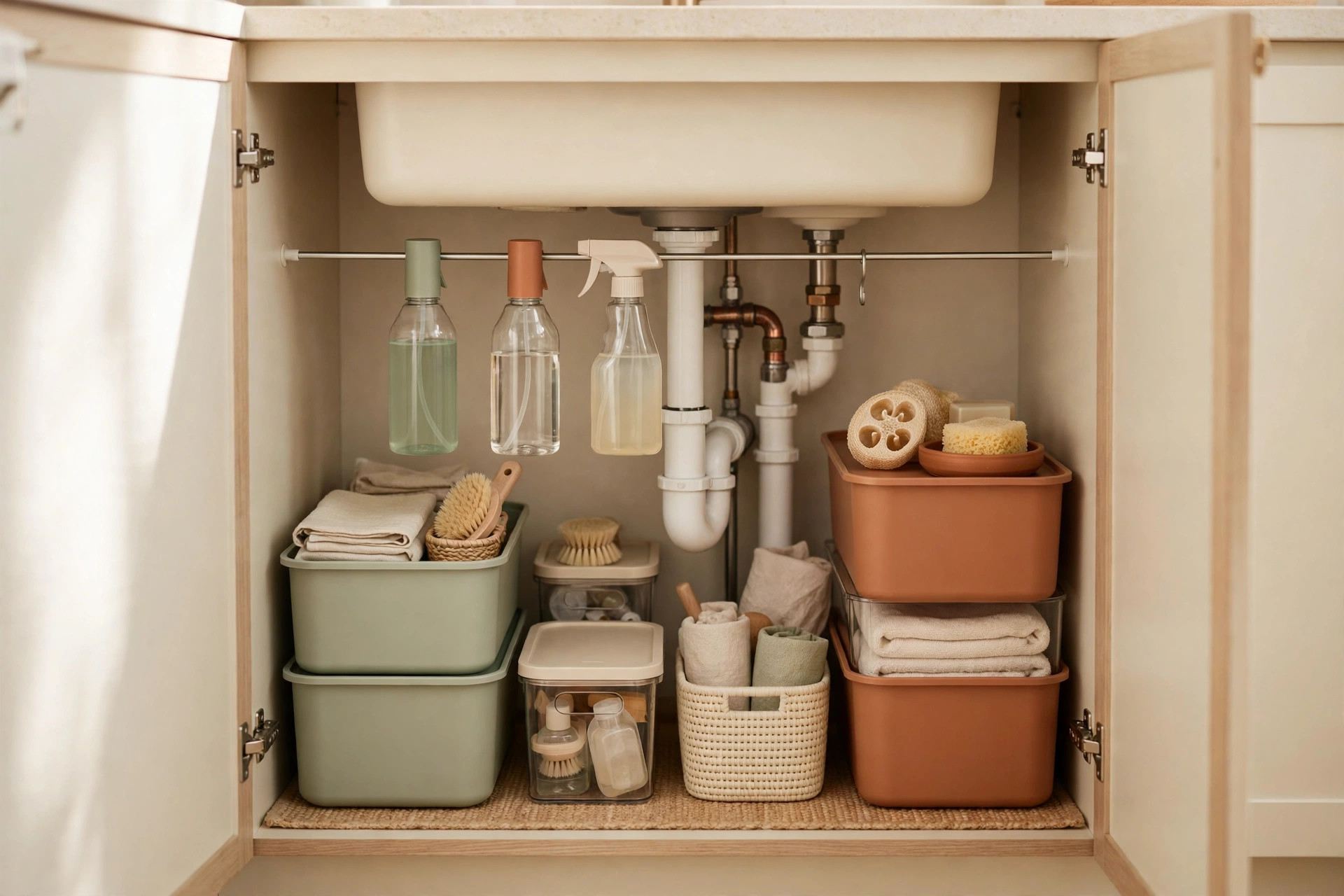 15 Under Sink Kitchen Organization Ideas for Tiny Cabinets