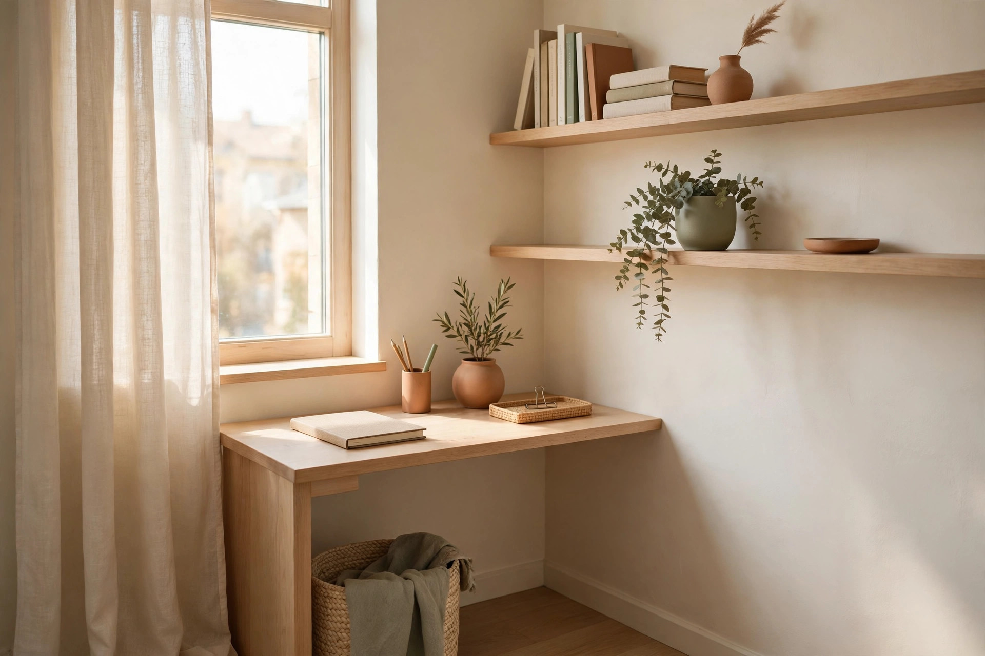 Small Home Office Organization in a Corner